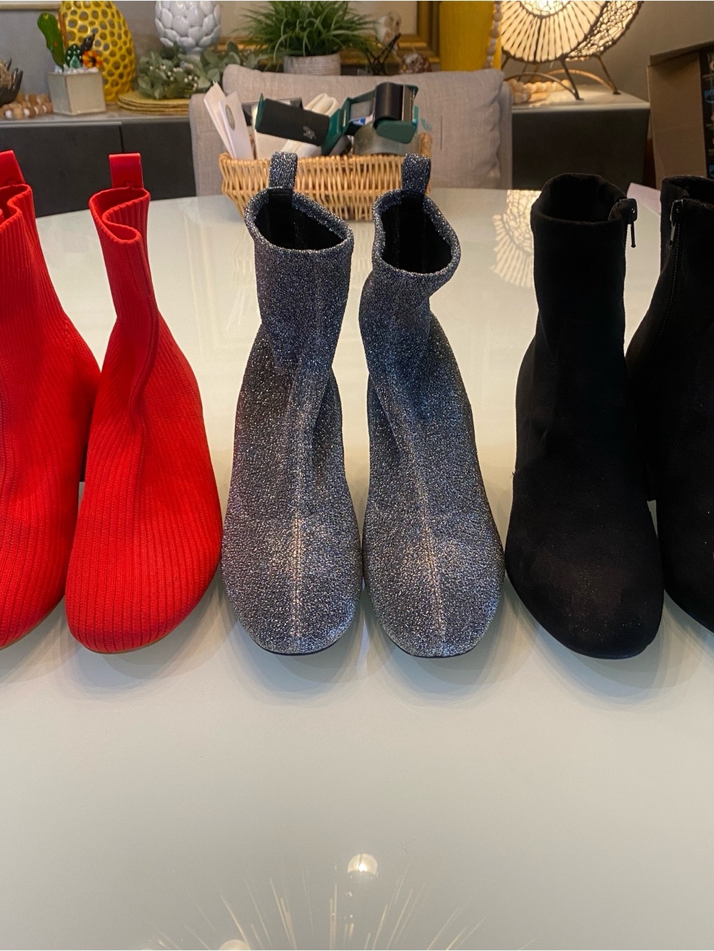 Bundle of 3 Women’s Size 7 Ankle Booties: Michael Kors Silver Shimmer, Unisa Bla